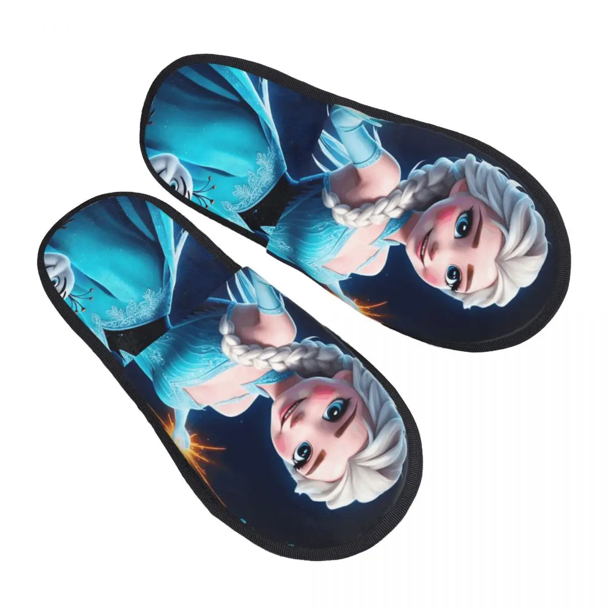 

Custom Frozen Cartoon Elsa House Slippers Women Soft Memory Foam Slip On Bedroom Slipper Shoes