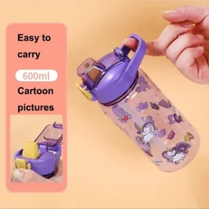 600 ml Cartoons Tier Wasserflasche tragbare Sicherheitsblockade niedliche Strohbecher Leckage TUG TEIL zum Außenreisekrug 6 Hauptverkaufskasse Canudo Kawaii - №4