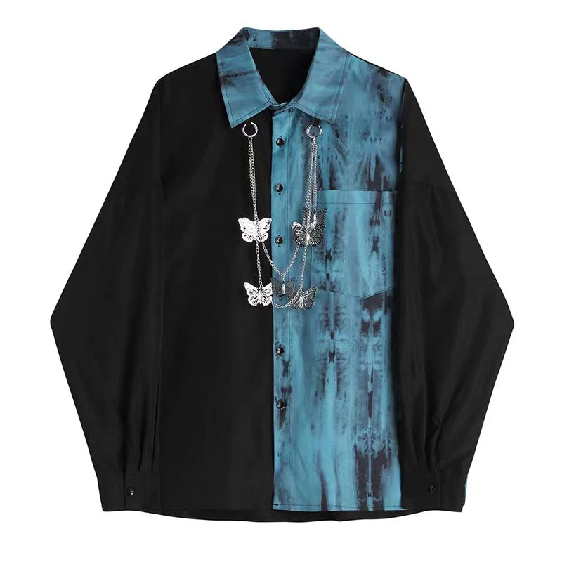 

Осенний большой размер 300, цветная цепочка Blo Chain Long Sve, мужская повседневная одежда свободного покроя, дышащая молодежная трендовая пуговица