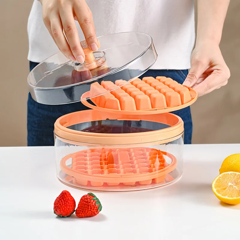 One Click Deicing Easy Demolding Auxiliary Food Ice Cube Mold DIY Ice Cube with Cover Ice Storage Box