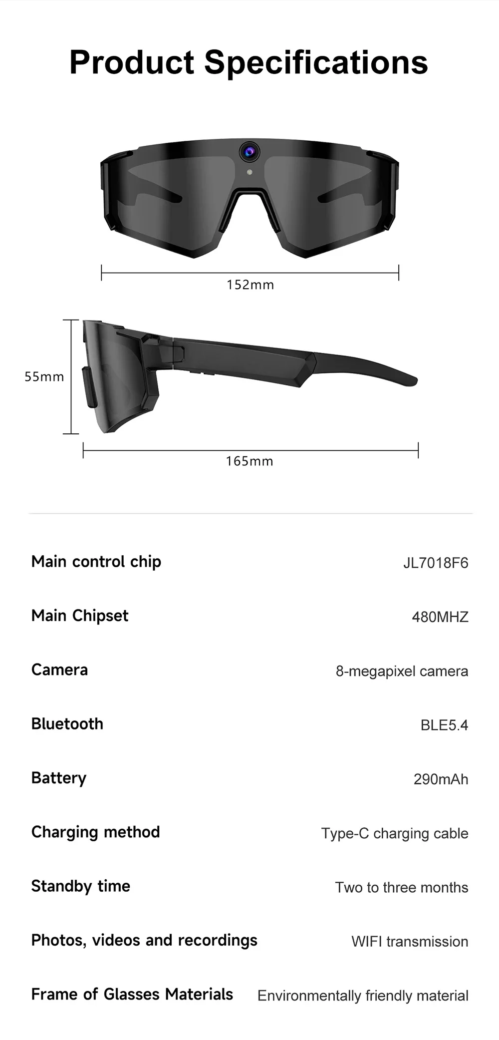 Oneplus AI Smart-Brille 1600W 8K HD Anti-Shake-Kamera Fahrrad-Foto- & Video-Sportsonnenbrille Dual-Mikrofon 32GB Winddichte Schutzbrille 2026 – Detail 17