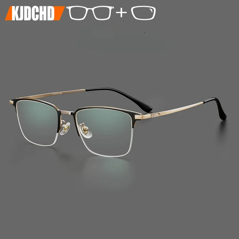 

Semi-Rimless Titanium Progressive Eyeglasses Men Bifocal Doctor With Prescription Glasses Myopia Photochromic Optical Eyewear