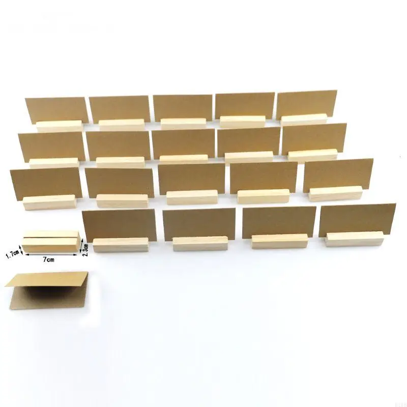 R1WB 20PCS 자연 나무 이름 메모 클립 사진 홀더 비즈니스 카드 스탠드 데스크탑 메시지 주최자