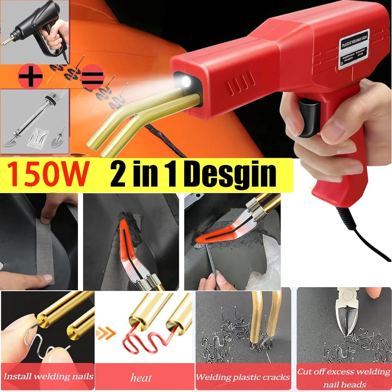 150W Plastic Welding Repair Machine Welding Gun Bumper Repair Kit Hot Stapler Welding