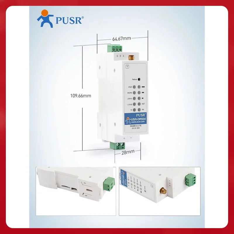 حقيقي USR-DR504-AUX Din-Rail GSM GPRS 4G LTE Modbus مودم RS485 إلى 4G مودم أستراليا/نيوزيلندا/تايوان/أمريكا اللاتينية