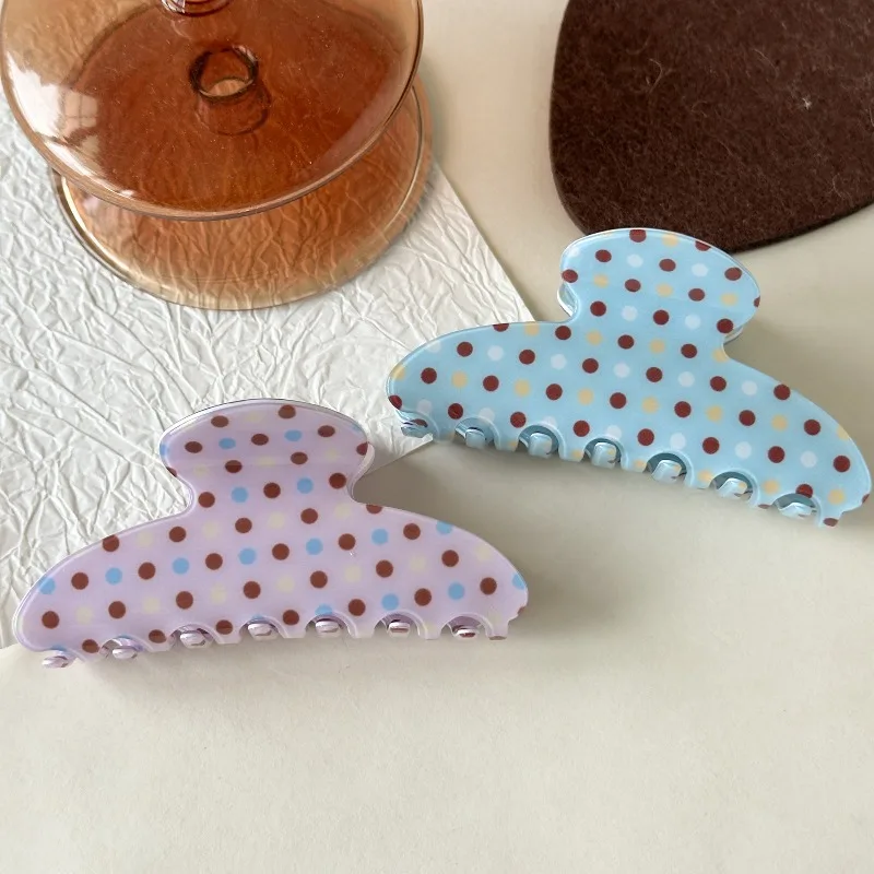 Pince à cheveux coréenne à pois colorés motif requin, polyvalente, classique, intemporelle, pour un style féminin, facile à utiliser, accessoires et pinces à cheveux