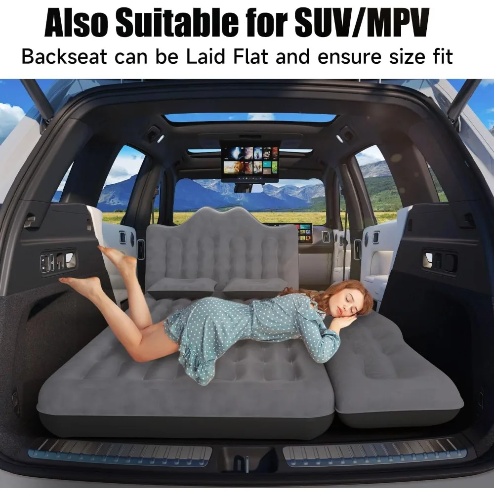 Inflatable SUV Truck Air Mattress Back Seat Camping Bed Thickened Car Sleeping Pad for Travel, Car Bed SUV Mattress