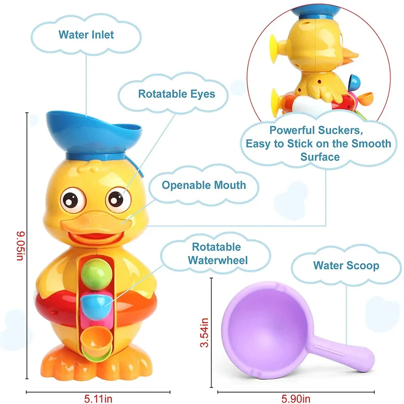 Baby Bath Toy Cartoon Rotating Bathtub Shower Toys Swimming Pool Bathroom Animal Puzzle Toys for Boys Girls Toddler Gift