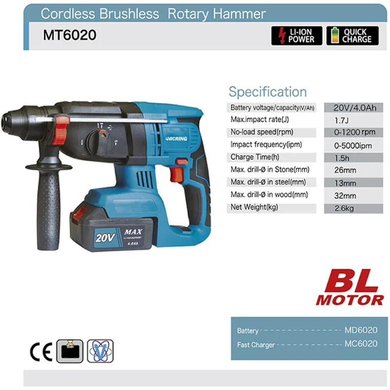 VICRING 4.0Ah 6.0Ah 21V 18V 12 v cordless drill power cordless screwdriver m18 18-volt lithium-ion cordless combo