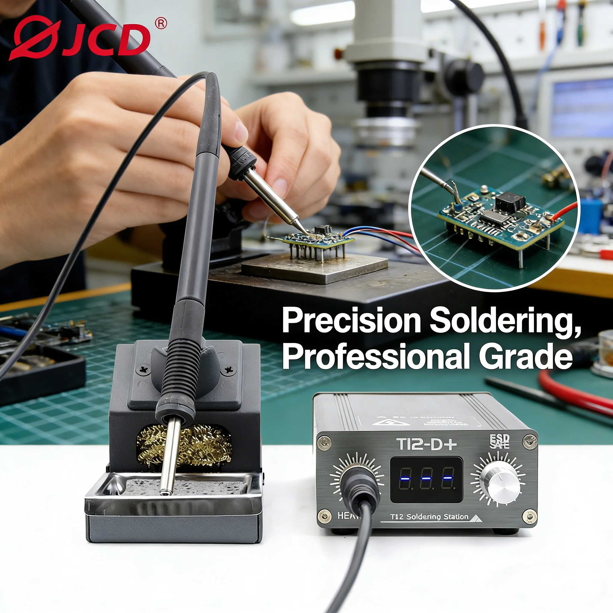 

JCD T12D LED Digital Soldering Station Kit 75W Fast Heating Electric Soldering Iron with Auto Sleep for IC SMD BGA Rework Repair