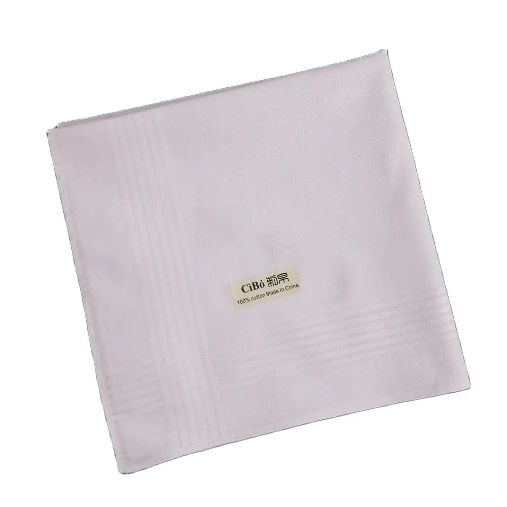 

M005 120 PCS White Cotton 16"x16" handkerchief Satin fabric Large size Sewn hem Men's handkerchief