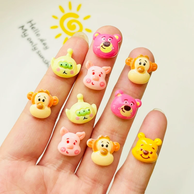 20 Pcs Cute Mini Cartoon Little Bear Animal Resin Figurine Crafts Cabochon Ornament Jewelry Manicure Hairpin Making Accessories