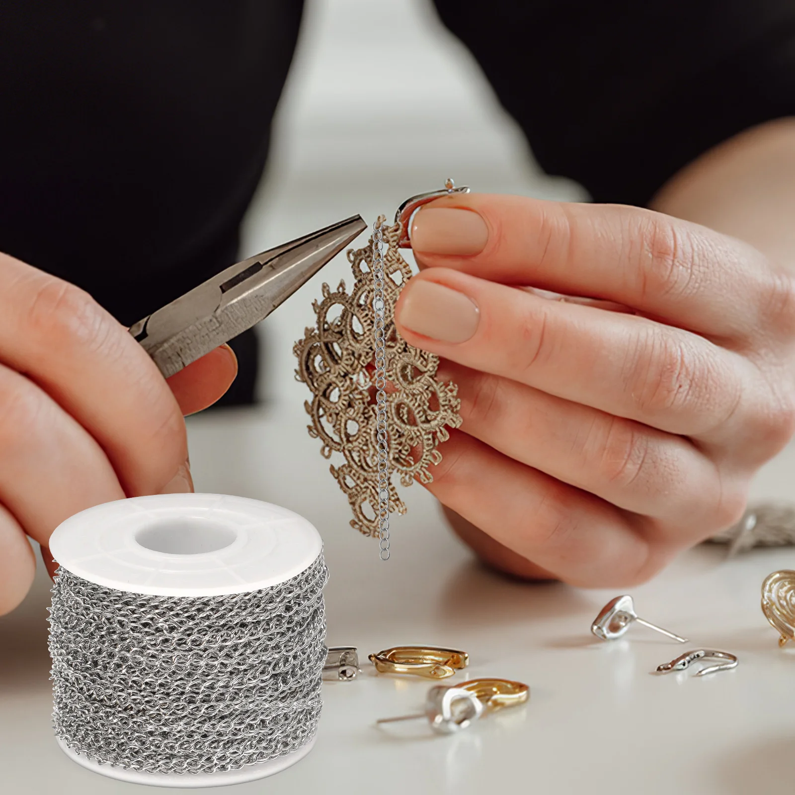 

Stainless Steel Chain 30M Roll for Pendant Necklaces Women Men Bracelet Making Jewelry DIY Craft Supplies Durable Wear Resistant