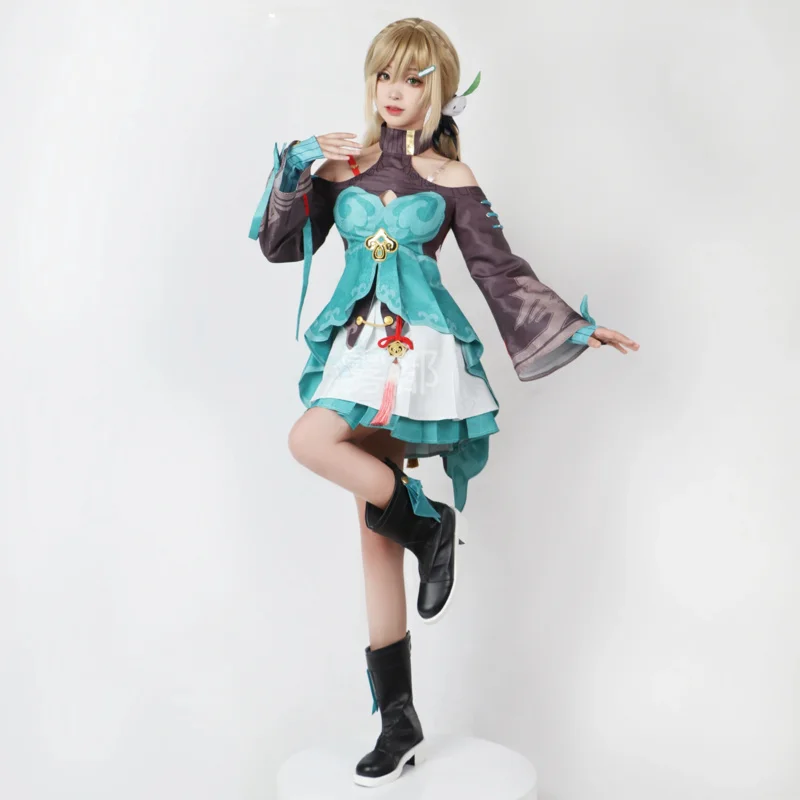 Juego Honkai: Star Rail Qingque, disfraces de Cosplay, uniforme, traje, fiesta de Halloween, peluca de mujer, pelucas de disfraz de Cosplay Qingque