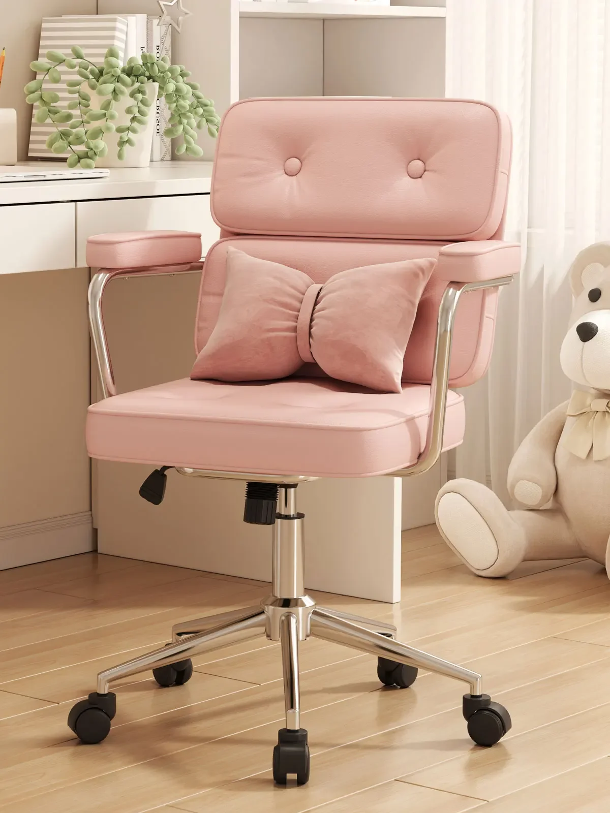 

Computer chair home comfortable office chair desk dormitory student study chair female bedroom makeup chair pink gaming chair