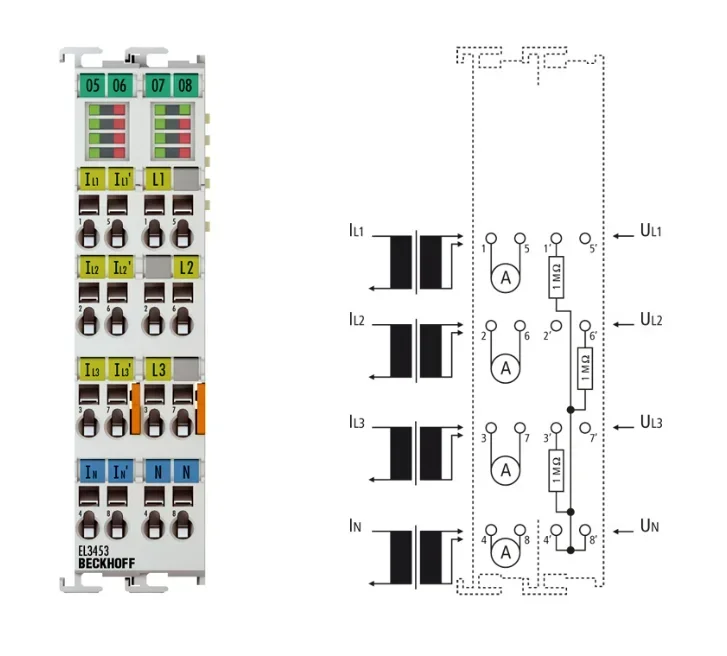 2026 EL3453 BECKHOFF 3-phase Power Measurement Terminal up to 690 V AC with Extended Functionality