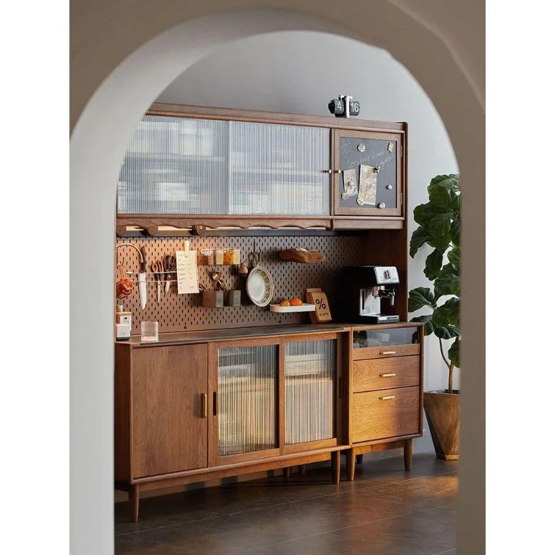 Nordic solid wood dining side cabinet household living room multi-functional storage display high cabinet