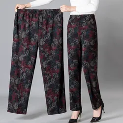Extra Large Size 9XL Middle-aged Women Pants New Autumn Elastic High Waist Casual Trousers Female Straight Pants