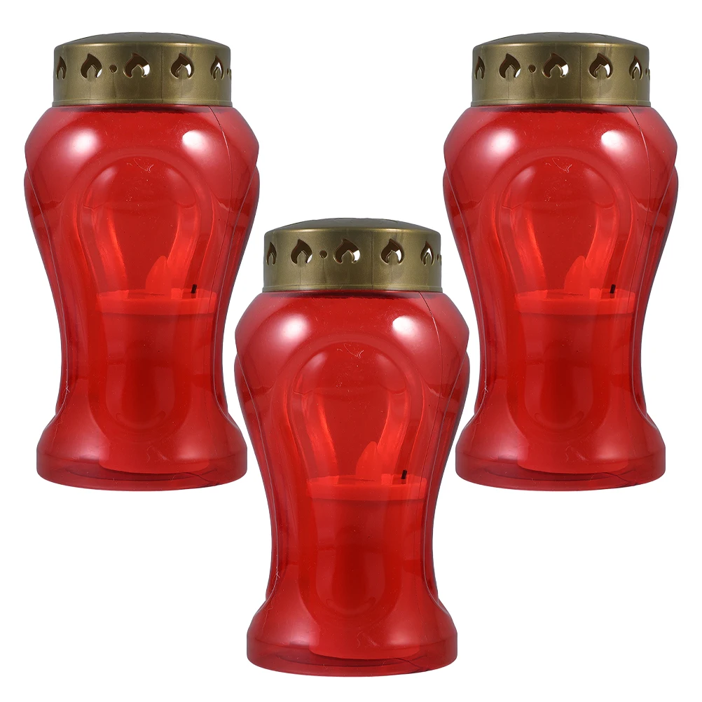 

3Pcs LED Electronic Candles Flameless Flickering Wax Memorial Religious Cemetery Graveyard Devotional Tribute Sacred Decor