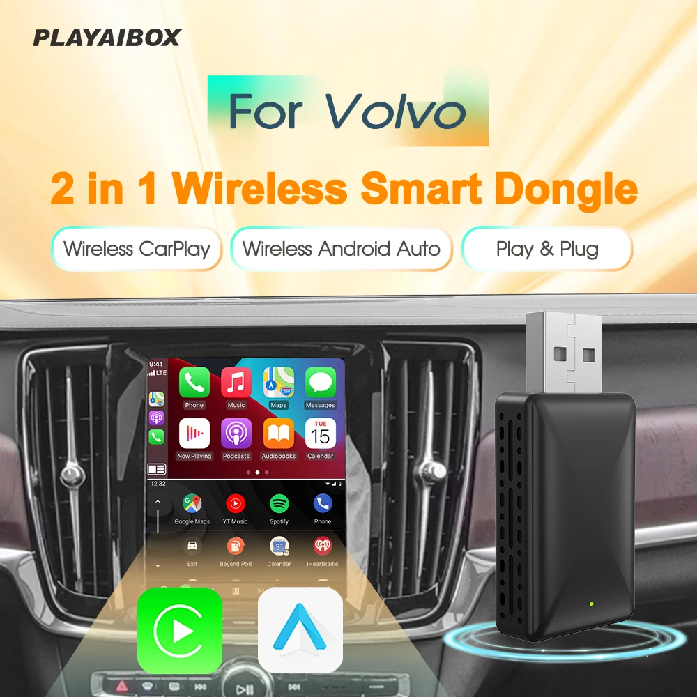 Беспроводной адаптер Carplay Android Auto для Volvo XC90 S90 V90 XC60 S60 V60 XC40 C40 Plug Play Smart Key Fota Update