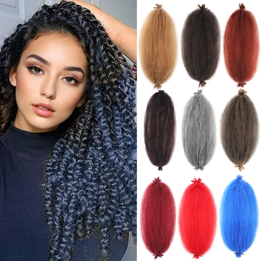

Kinky Twist Marley Плетение крючком Синтетические предварительно разделенные пружинистые волосы для косичек-бабочек
