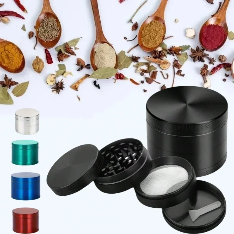 40mm Zinc Alloy Herb Mill Grinder 4-Layer Manual Tobacco Spice Crusher Cigarette Herbal Hemp Smoking Accessories Kitchen Tools