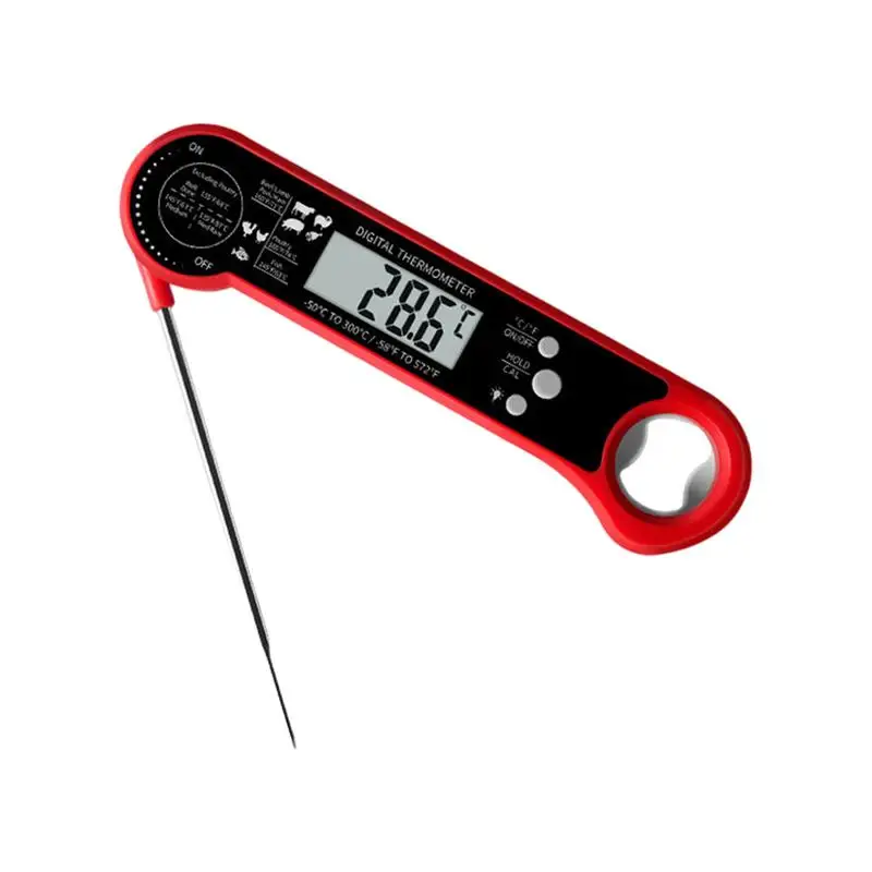 Instant Read Temperature Meter Waterproof 2 In 1 Cooking Temperature Meter With Bottle Opener LCD Display Portable BBQ