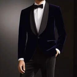 92 The groom's wedding suit party host performed high -end velvet suits British slim suit