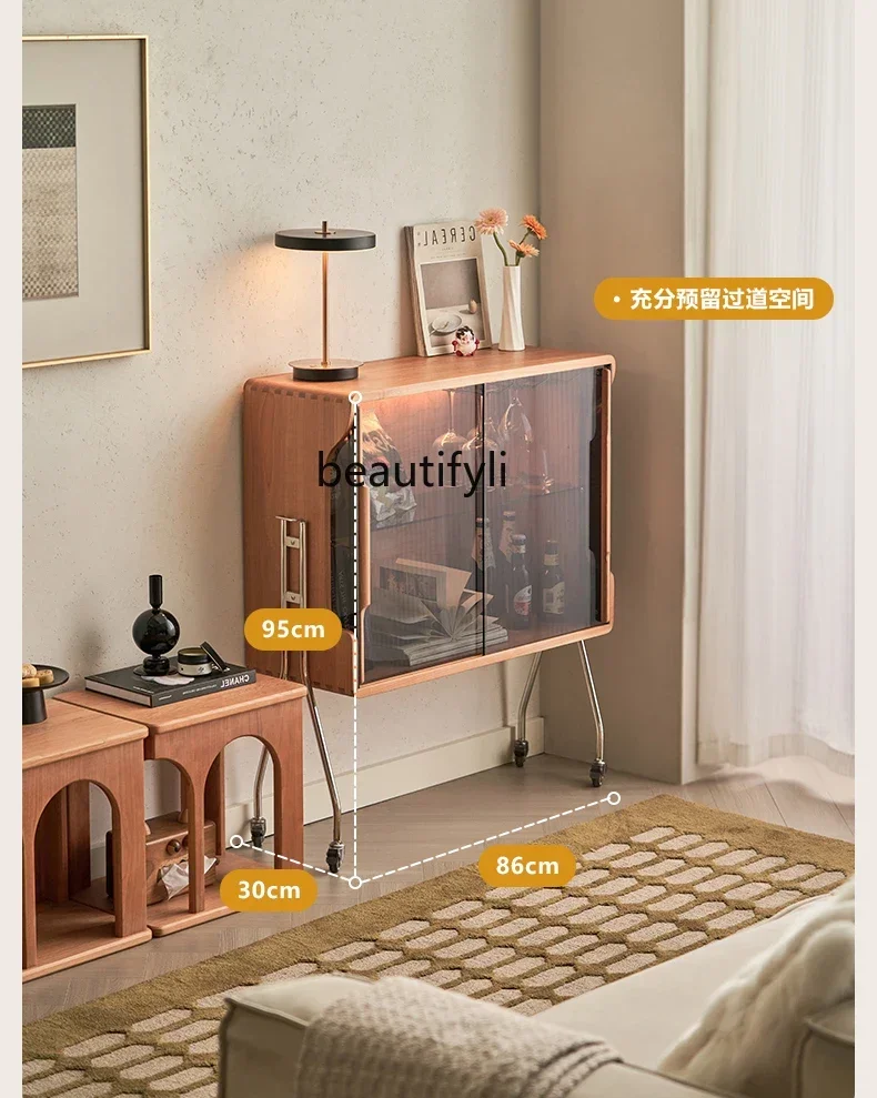 FG28Removable wine cabinet with dining side storage display cabinet cherry wood storage cabinet wine rack