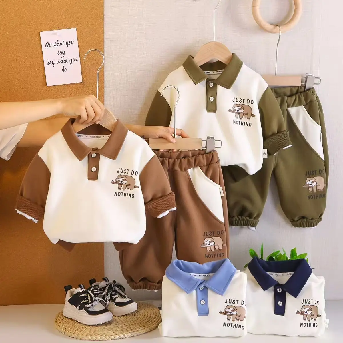 

Boys' Trendy New Autumn Outfit Set Children's Baby Spring And Autumn Long Sleeved Hoodie Casual Two-piece Set