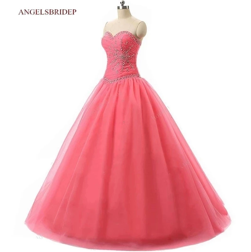 Angelsbridep Sweetheart คริสตัล Quinceanera เดรส Vestidos De 15 Anos Princess Birthday Party ชุดรัดตัวร้อนขาย