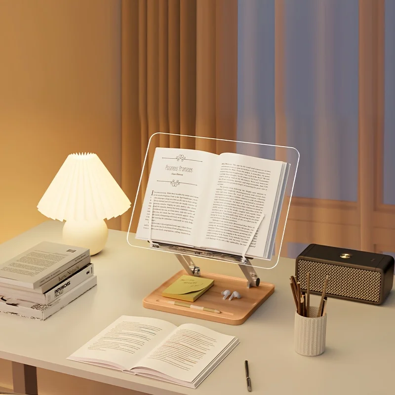 Adjustable Acrylic Reading Stand - Multi-Angle Desktop Holder for Books, Tablets, Laptops & Writing Boards,Transparent Bookstand