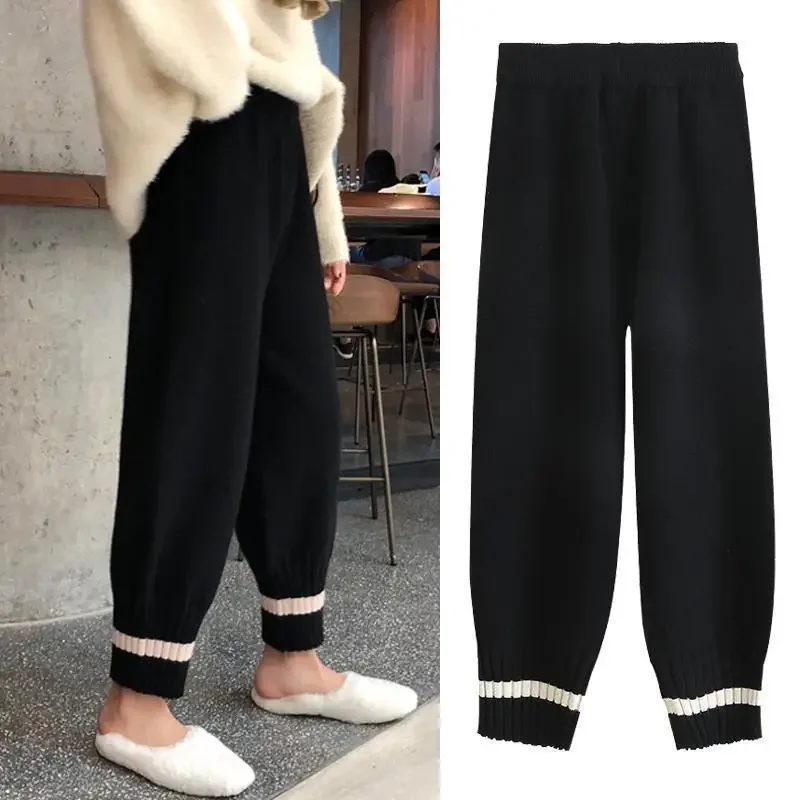 Women's Autumn/winter Woolen Pants 2024 New Style Korean Straight Leg Milkmaid Pants Nine Points Loose Fit Harajuku