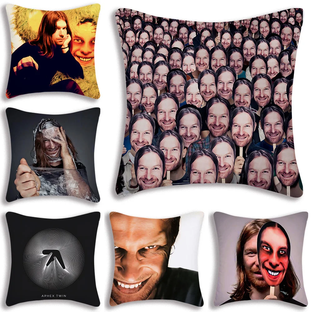 

Aphex Twin DJ Pillow Covers Cartoon Sofa Decorative Home Double-sided Printing Short Plush Cute Cushion Cover