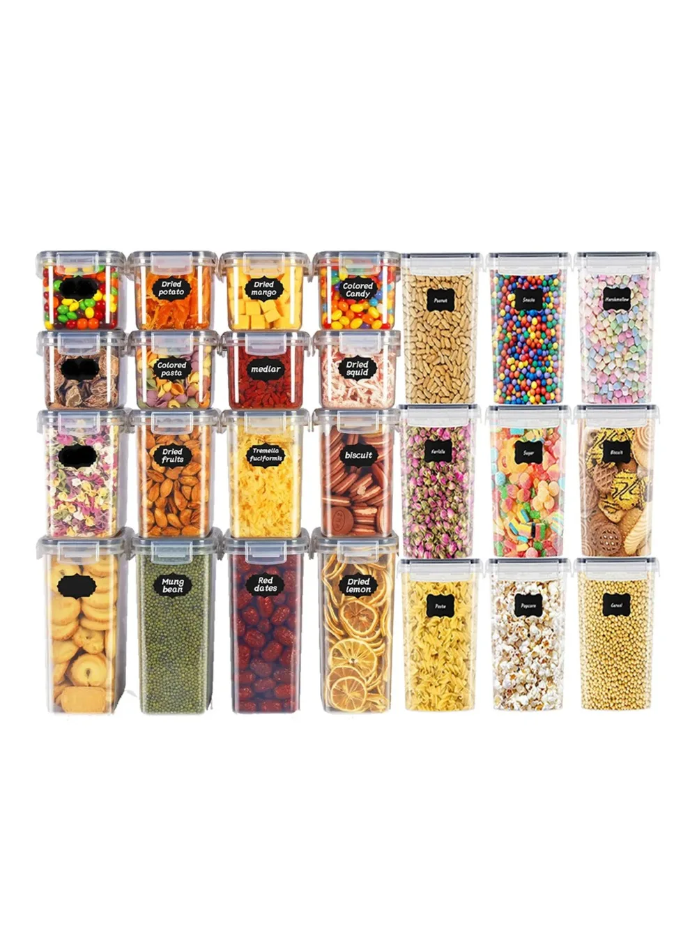 

Airtight Food Storage Containers 48 Pcs with Lids - Plastic Pantry Organizer Set for Flour, Sugar, Grains, Dry Food