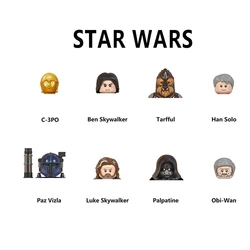 Blocos de Construção Luke Skywalker para Crianças, Brinquedos Tijolo, Figuras Tarfful, Han Solo, Mini Figurinhas, Paz Vizla, Figura Assembly, C-3PO, Ben Luke, WM6091