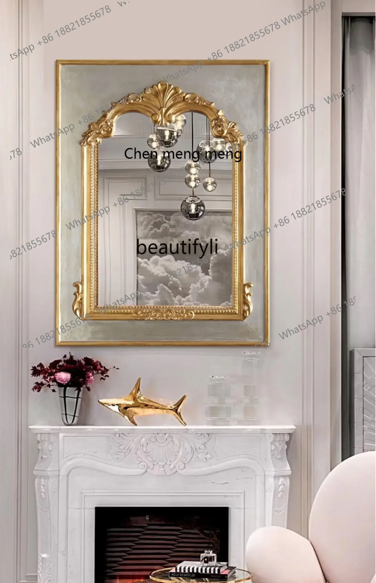 cn8617 ss New style NQ French bathroom mirror European and American decorative porch fireplace mirror dressing mirrorss 8617