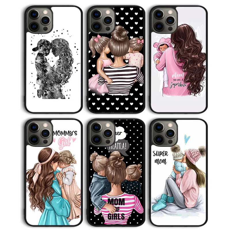 Beautiful Mother Daughter Son Phone Case Back Cover for iPhone 16 15 SE2020 14 13 11 12 Pro Max mini XS XR PlusS Shell Coque