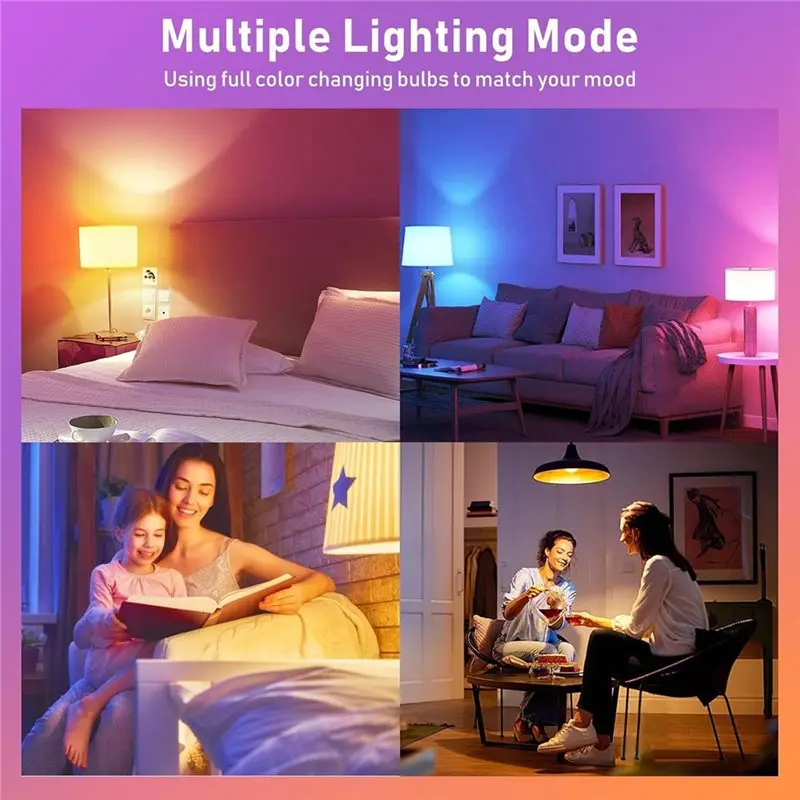 HLZS-Battery Operated E26 Rechargeable Light Bulb 2 Pack With Remote And Timer, Featuring 3 Color Temperature Settings And RGB L
