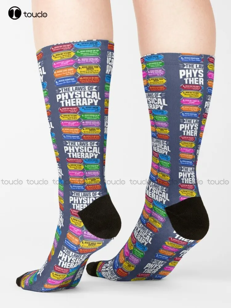 The Laws Of Physical Therapy Awesome Therapist Socks Christmas Socks Personalized Custom Unisex Adult Teen Youth Socks Funny Art