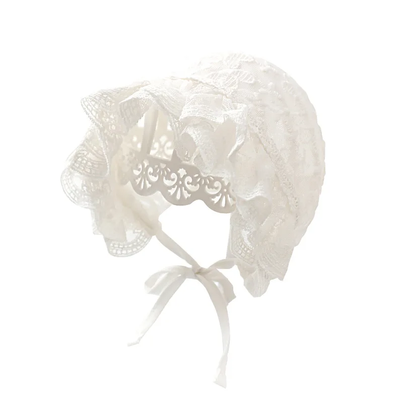 Chapeau d'été en dentelle pour filles, bonnet à fleurs pour bébés, accessoires de photographie pour nourrissons, 3-12M