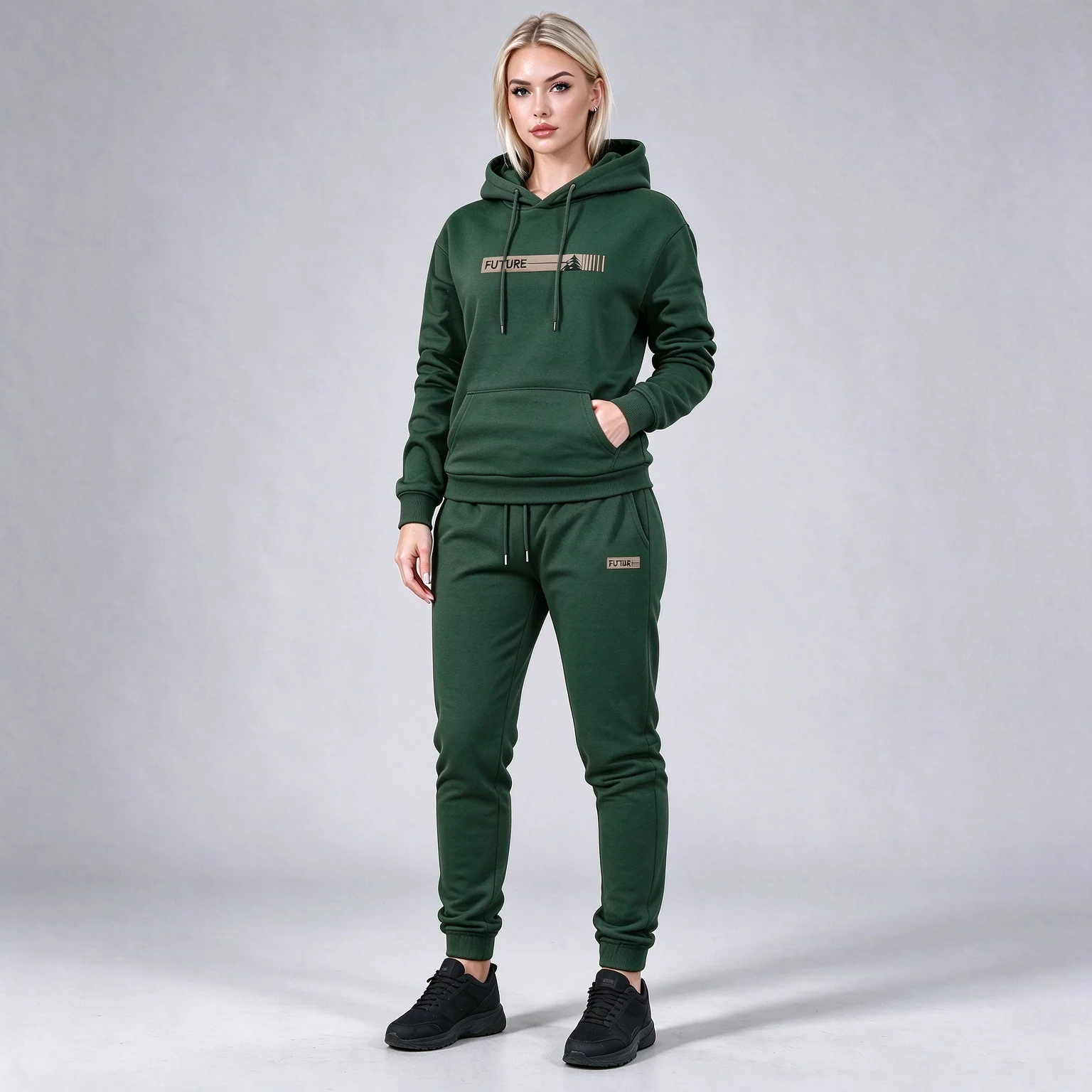 The 2026 new Woman's  two-piece casual long-sleeved hooded sports shirt and sports pants set is suitable for wearing in autumn