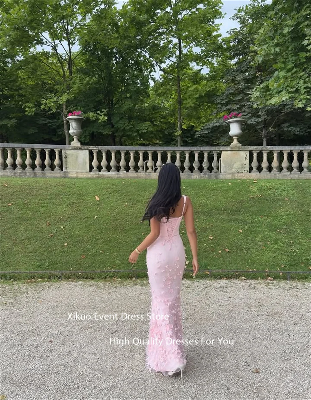 Xikuo moulante rose sirène robes De soirée robes florales De Fiesta Elegantes encolure carrée Abiti Da Cerimonia Donna personnalisé