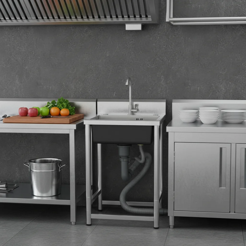 

Коммерческая кухонная раковина для ресторана, универсальная раковина из нержавеющей стали, многофункциональная отдельно стоящая кухонная раковина