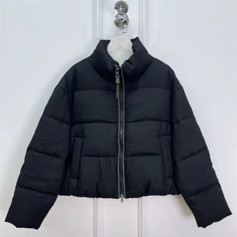 

Women's Winter High-end Collar Thickened Linen 90 Goose Down Long-sleeved Warm Down Jacket