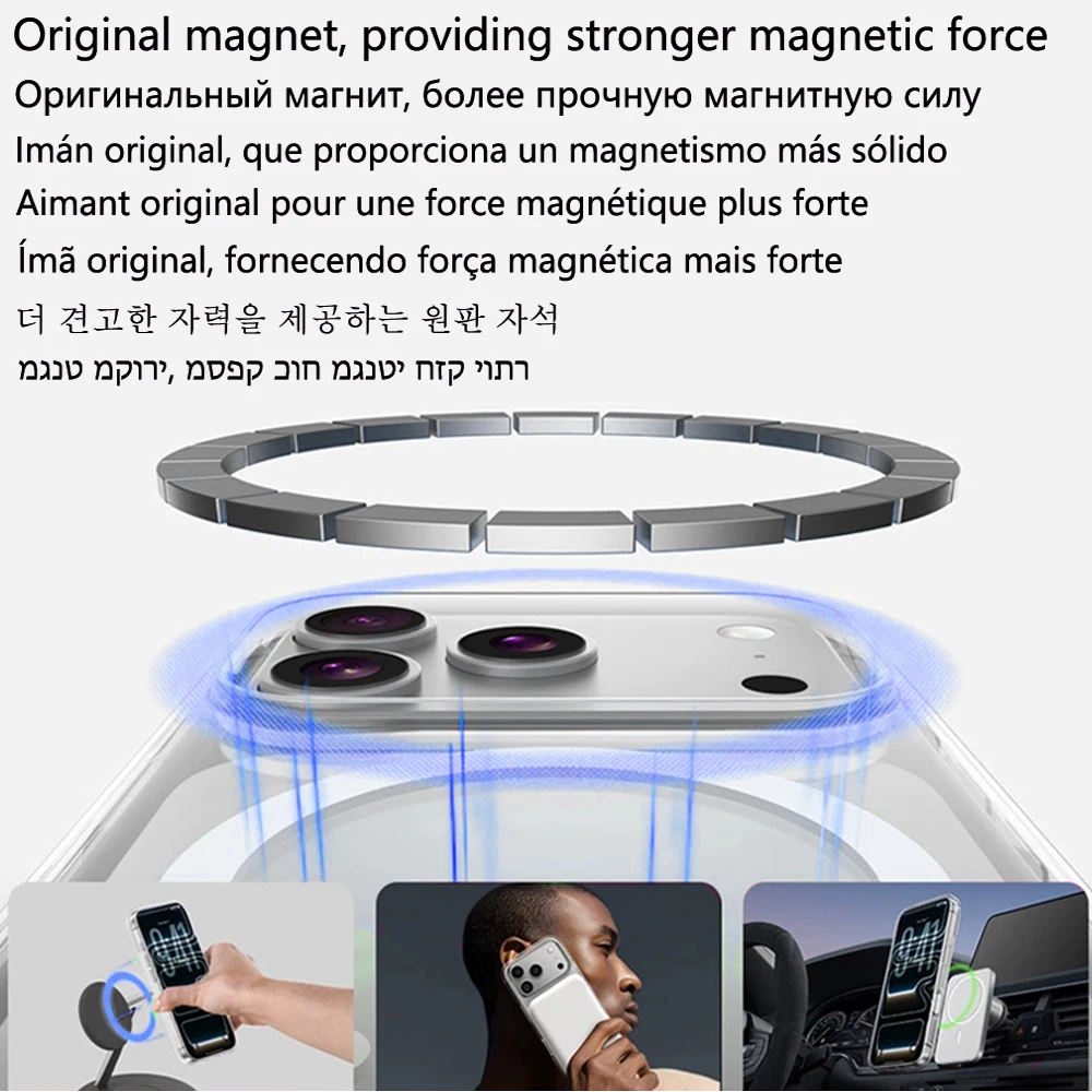 Magnetic Full Cover Back Protect Plating Case For Iphone 16 15 11 12 13 14 17 Pro Max Air Plus Magsafe Magnet Camera Lens Glass