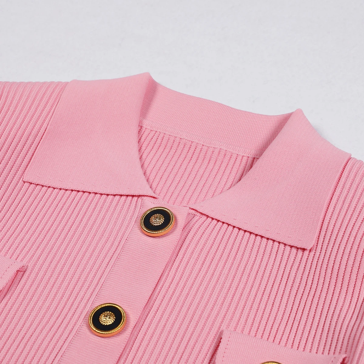 High Quality New Fashionable Elastic Lapel Pocket Long Sleeved Big Button Cardigan Slim Fit Skirt Casual Commuting Women's Suit