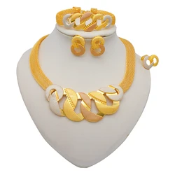 Fashion Ethiopian Rope Chain Jewelry Set For Women African Ethnic Style Necklace Bracelet Earring Ring Wedding Jewelry Sets