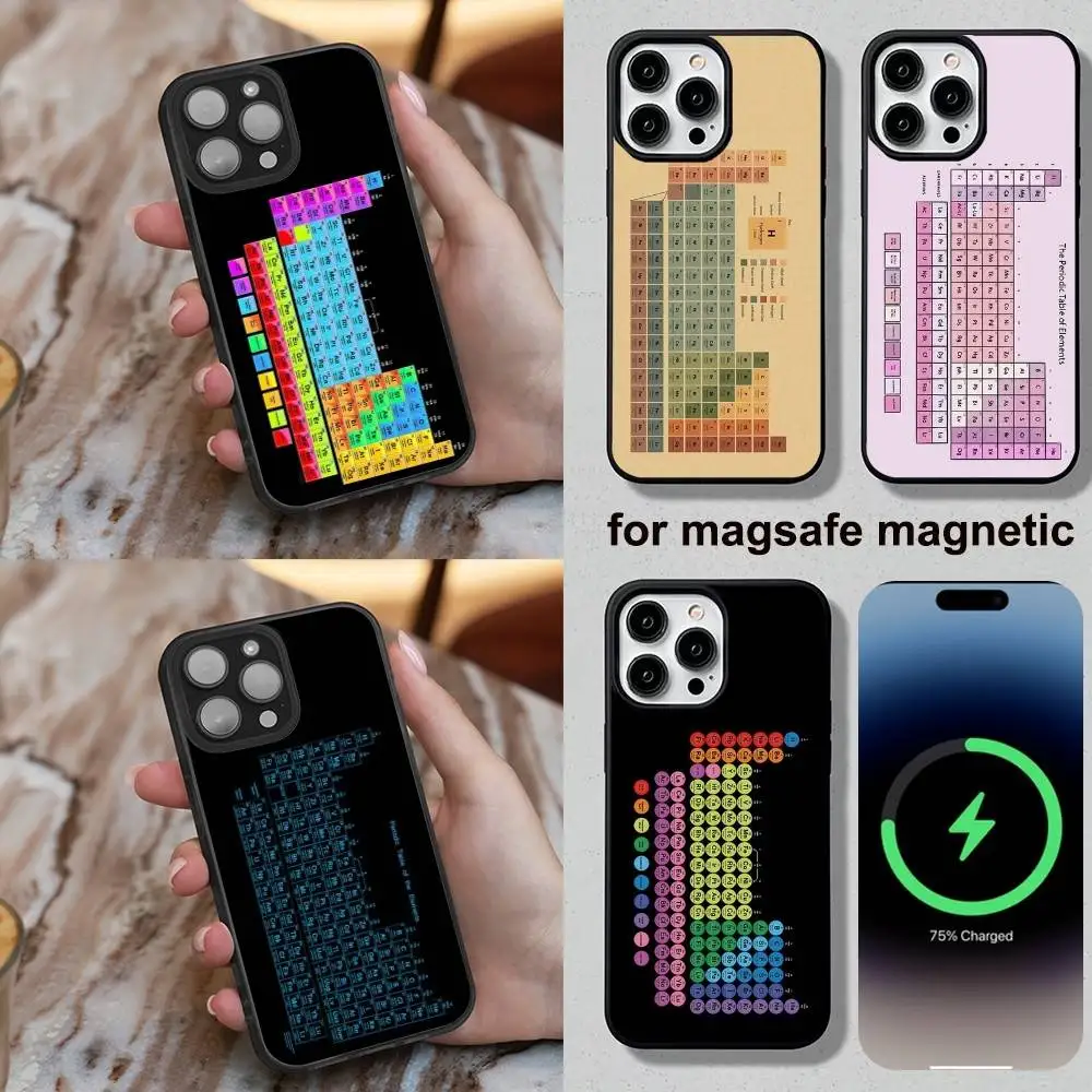 

Chemistry Periodic Table Phone Case For iPhone 16,15,14,13,12,11,Plus,Pro,Max,Mini Soft Magesafe Magnetic Wireless Charge