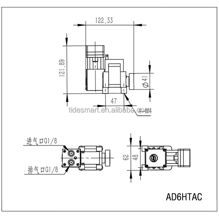 مضخة الفولاذ المقاوم للصدأ مضخة الحجاب الحاجز الصين مصنع الجملة Fluidsmart AD6HTAC مايكرو مضخة تفريغ التيار المتناوب فراغ بدون زيت